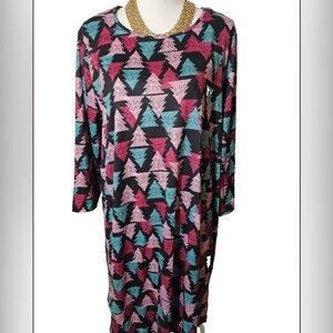 Celebrate Together Christmas Tree Holiday Long Sleeve CrewNeck Dress Size S